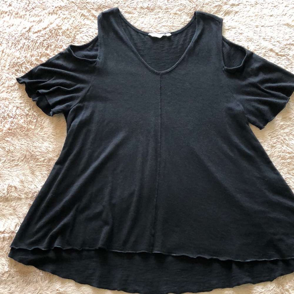 Black Relaxed Cold Shoulder Top